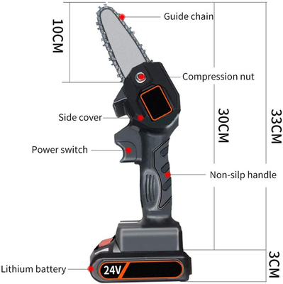 máquina Mills Wood Cutting Lithium Prunner de 6in 21V Mini Small Battery Handheld Chainsaw