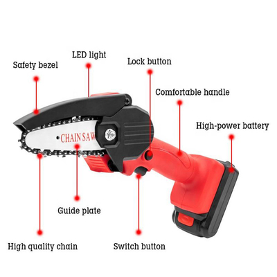 5.0Ah o lítio Ion Brushless Cordless Portable Chain viu apontar do auto de 16in